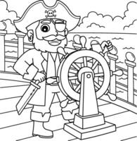 pirate pilotage le roue coloration page pour des gamins vecteur