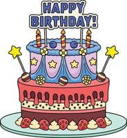 content anniversaire gâteau dessin animé coloré clipart vecteur