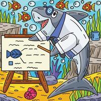 professeur requin coloré dessin animé illustration vecteur