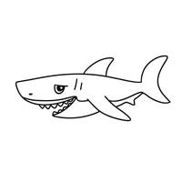 contour requin isolé sur blanc Contexte. griffonnage requin dans dessin animé style. main tiré vecteur art.