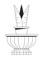 pot de fleur à l'intérieur céramique planteur noir et blanc 2d ligne dessin animé objet. botanique pièce décor isolé vecteur contour article. élégant plante d'appartement. Accueil plante coiffant monochromatique plat place illustration