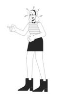 caucasien femme disputes noir et blanc 2d ligne dessin animé personnage vecteur