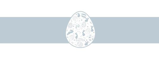 bleu bannière pour Pâques décoration. silhouettes de Pâques lapins et des œufs dans ancien style avec floral éléments embarqué dans le œuf. unique conception pour le décoration de Pâques marchandises. vecteur