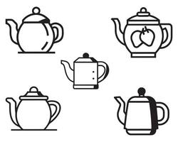 thé bouilloire place vecteur ligne icône sur blanc Contexte illustration