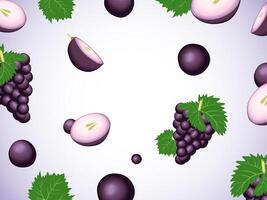 chute Frais les raisins avec vert feuilles. en volant tranches de les raisins. vecteur