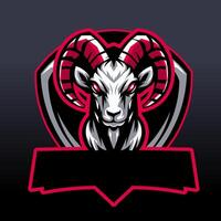 chèvre mascotte jeu esport logo conception, brillant rouge Couleur combinaison, avec une Vide plaque signalétique, vecteur illustration adapté pour une jeu équipe logo