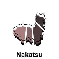 carte de Nakatsu ville coloré illustration modèle conception sur blanc Contexte vecteur