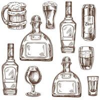 sans couture dessiné à la main modèle de de l'alcool boissons. vecteur illustration dans ancien style. breuvages. bien pour le menu.