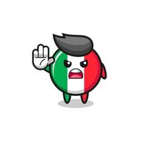 caractère du drapeau italien faisant un geste d'arrêt vecteur