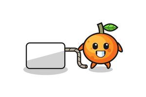 dessin animé orange mandarine tire une bannière vecteur