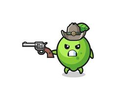 le cow-boy au citron vert tirant avec une arme à feu vecteur