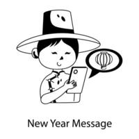 Nouveau année message vecteur