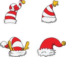 Noël Père Noël chapeau icône. coloré dessin animé style. vecteur illustration ensemble
