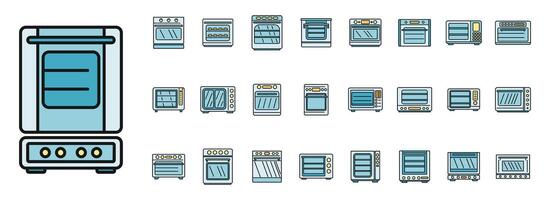 convection four appareil Icônes ensemble vecteur Couleur ligne