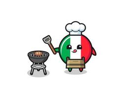 chef de barbecue de drapeau de l'italie avec un grill vecteur
