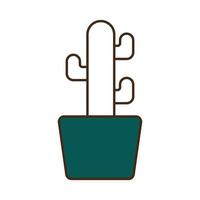 plante de cactus à l'intérieur de la ligne de pot et de la conception de vecteur d'icône de style de remplissage