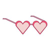 des lunettes de soleil avec rose des lunettes dans une classique Cadre et une en forme de coeur Cadre. plat dessin animé style vecteur
