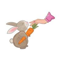 illustration de lapin avec carotte vecteur