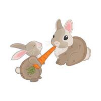 illustration de lapin avec carotte vecteur