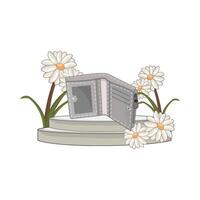 illustration de portefeuille avec fleur vecteur