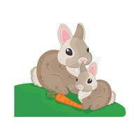 illustration de maman et bébé lapin vecteur