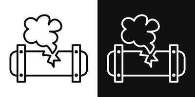 corrosion rouillé par soupape tube vapeur gaz fuite pipeline icône vecteur
