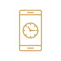 horloge dans la conception de vecteur d'icône de style de ligne de smartphone