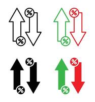 haute et faible pour cent La Flèche icône vecteur