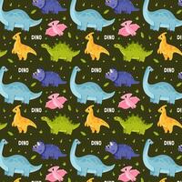 mignonne modèle avec dinosaures vecteur