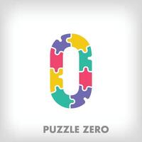 Créatif puzzle nombre 0 logo. unique Couleur transitions. éducation et en train de lire et croissance étape logo modèle. vecteur