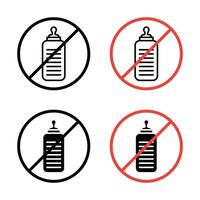 alimentation bouteille interdit icône vecteur