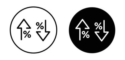haute et faible pour cent La Flèche icône vecteur