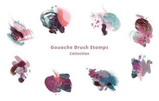 nuances de vert et rouge gouache brosse timbres vecteur