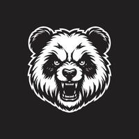 grisonnant ours tête vecteur illustration isolé sur noir Contexte.