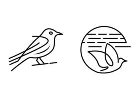 oiseau icône ligne conception modèle isolé vecteur