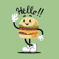 mignonne mascotte Burger illustration prime vecteur