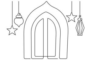 islamique décoration concept Ramadan kareem continu un ligne art dessin de eid mubarak vecteur illustration