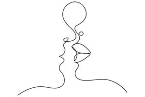 baiser journée continu un ligne art dessin de baiser icône contour vecteur art illustration