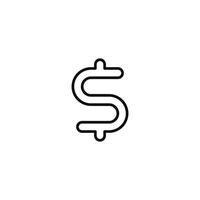 dollar ligne icône isolé sur blanc Contexte vecteur