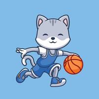 basketball shiba inu dessin animé vecteur