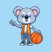 basketball koala mignonne dessin animé vecteur