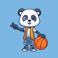 basketball Panda mignonne dessin animé vecteur