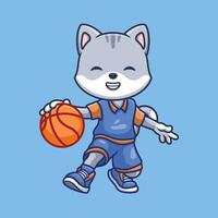 basketball shiba inu dessin animé vecteur