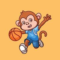 basketball singe mignonne dessin animé vecteur