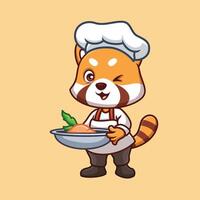 chef rouge Panda mignonne dessin animé vecteur