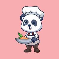 chef Panda mignonne dessin animé vecteur