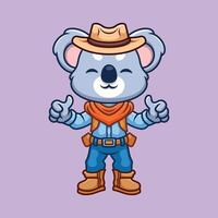 cow-boy koala mignonne dessin animé personnage vecteur