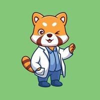 médecin rouge Panda mignonne dessin animé vecteur