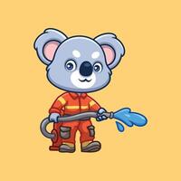 sapeur pompier koala mignonne dessin animé vecteur