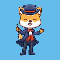 magicien shiba inu mignonne dessin animé vecteur